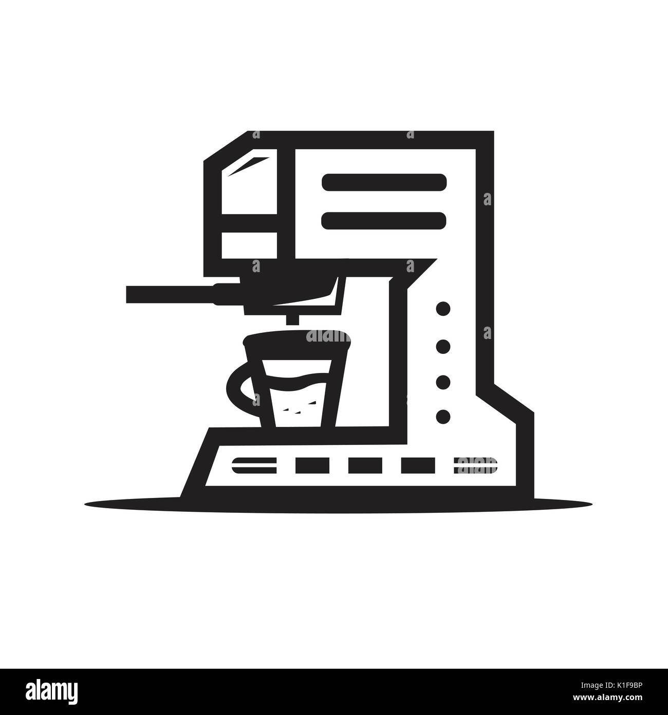 Contours de machine à café design, illustration, icône isolé sur fond blanc. Illustration de Vecteur