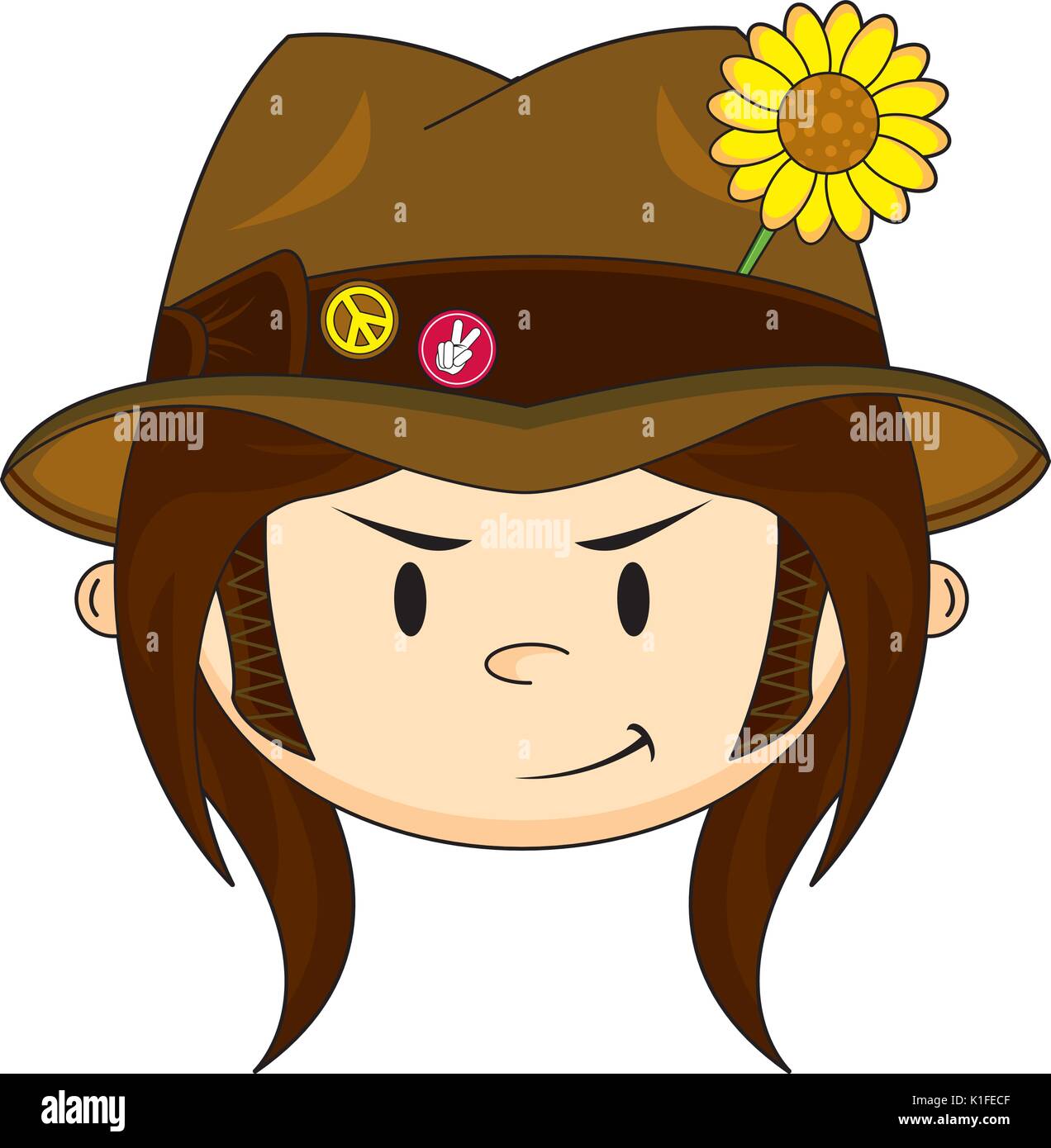 Cute Cartoon Illustration Vecteur Hippie Flower Power Illustration de Vecteur