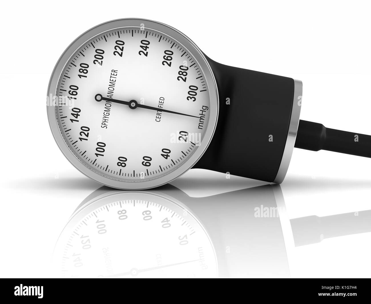Le rendu 3D de l'appareil de mesure de la pression artérielle sur fond blanc Banque D'Images