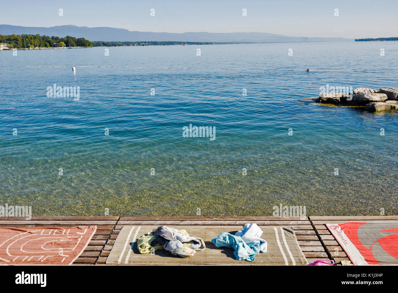 Les Bains des Pâquis l'un des endroits les plus populaires dans Genève Suisse Banque D'Images