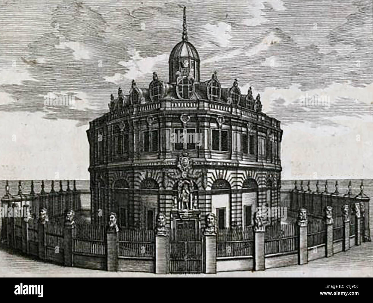 1720 gravure d'un immeuble à Oxford, remarquablement similaire dans le style à la Radcliffe Camera plus tard (aka Rad Cam ou l'appareil photo) James Bâtiment construit après 1737 Banque D'Images