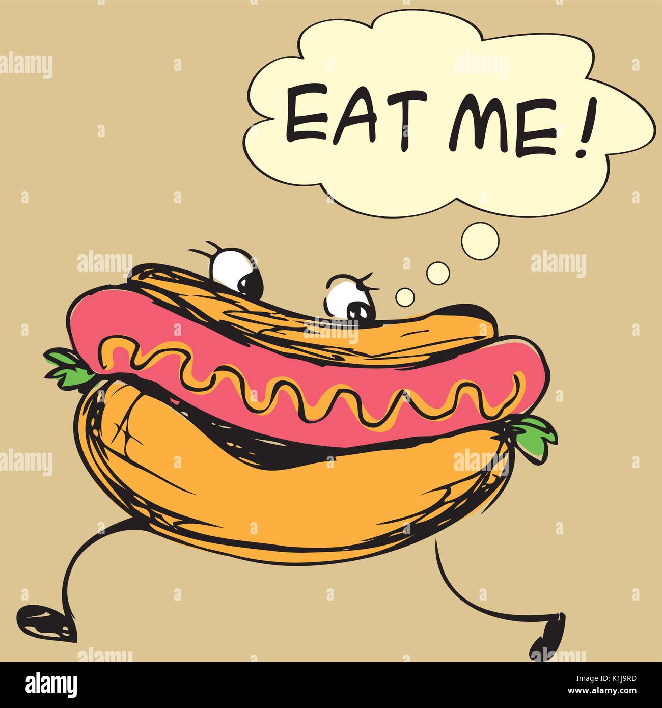 Me manger.Hot-dog, dessin à la main, vector illustration Illustration de Vecteur