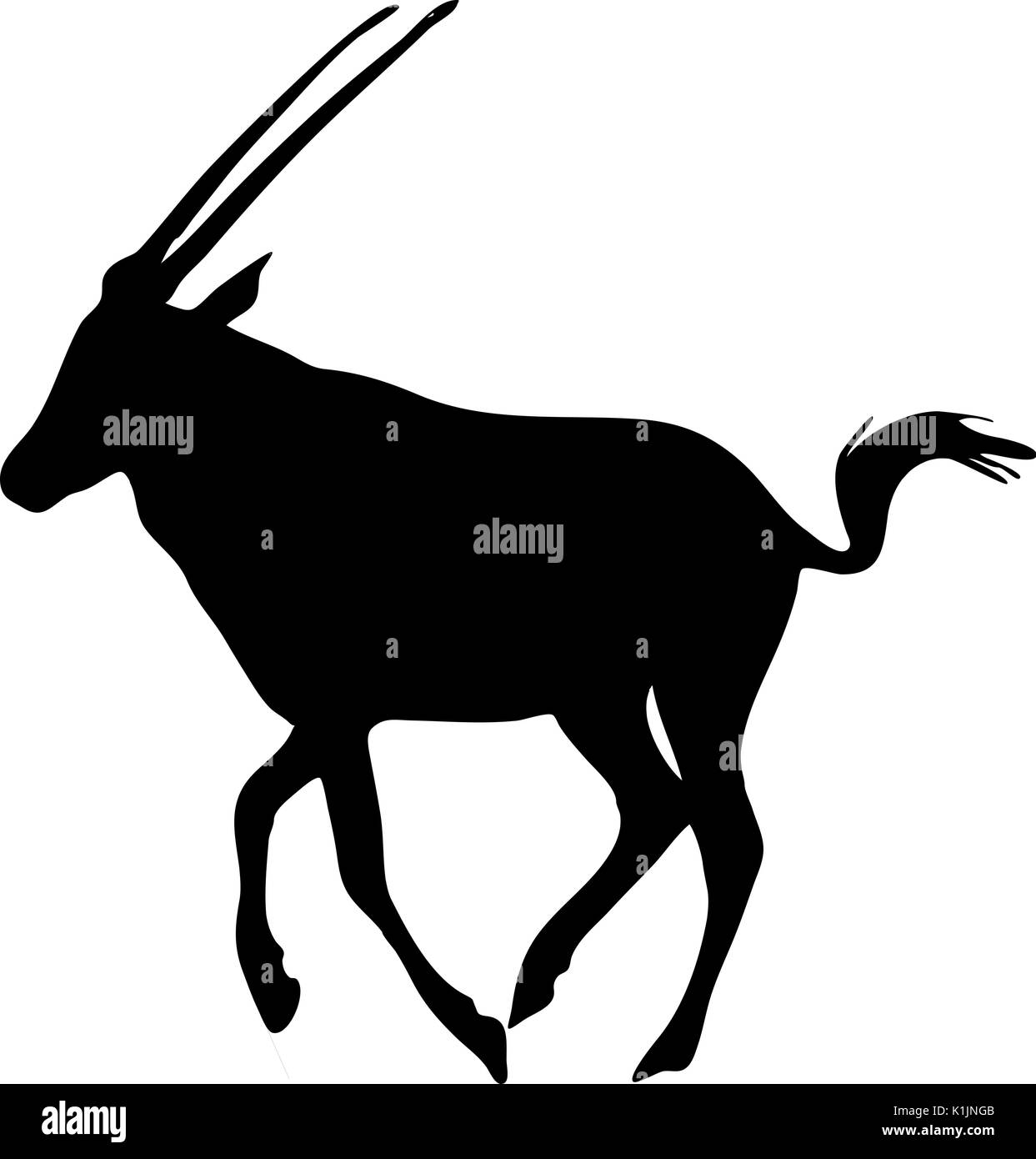 Vue sur la silhouette d'un oryx Illustration de Vecteur