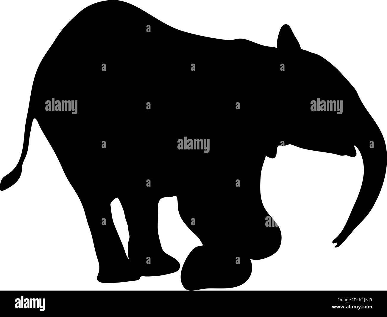 Vue sur la silhouette d'un éléphant d'afrique Illustration de Vecteur