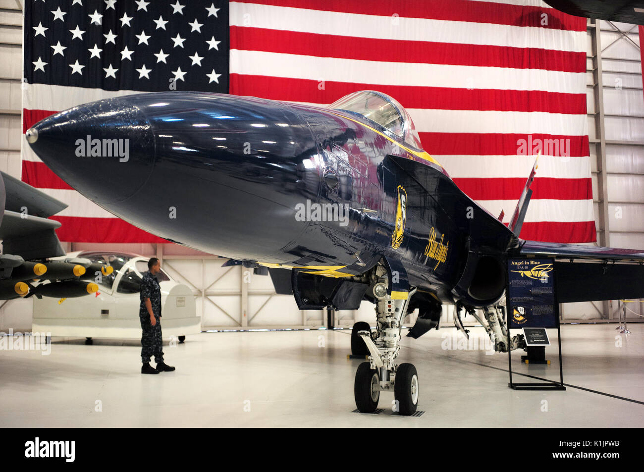 FA-18 Hornet Blue Angels au niveau national Naval Aviation Museum Banque D'Images