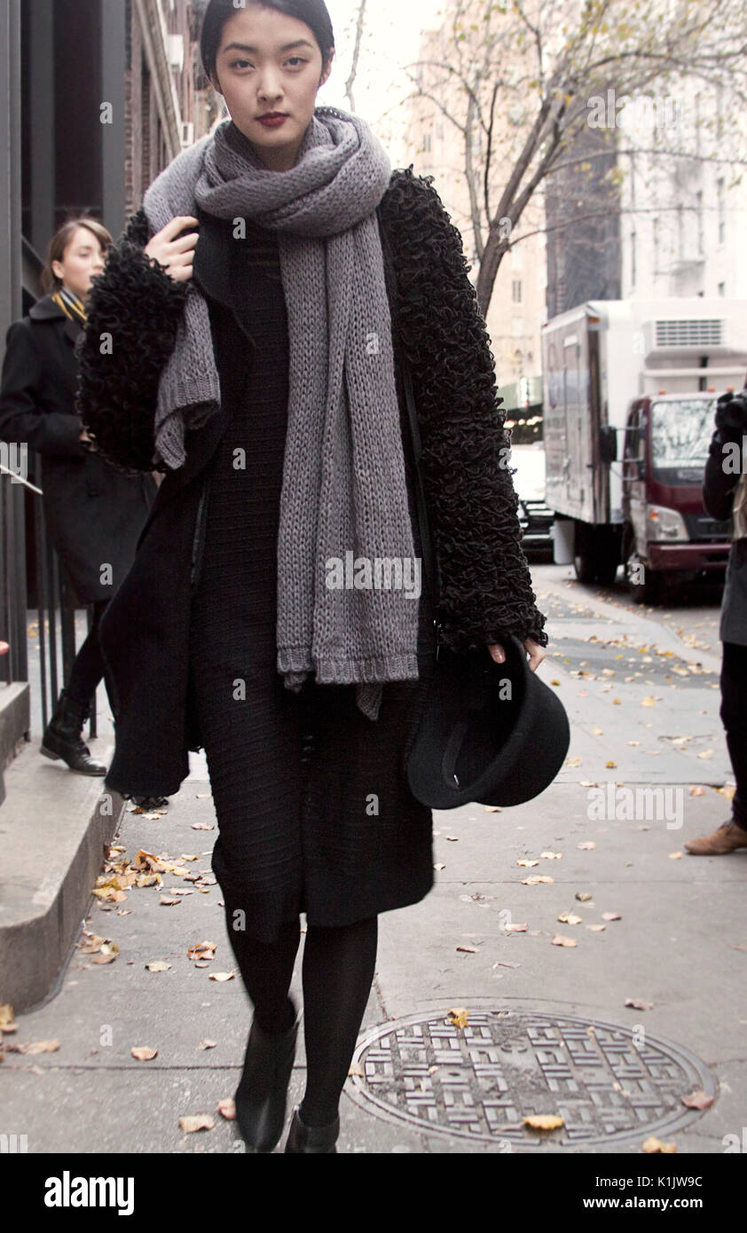 Modèle de mode Street Style asiatique. Automne Hiver. Automne Hiver. New  York Fashion Week Photo Stock - Alamy