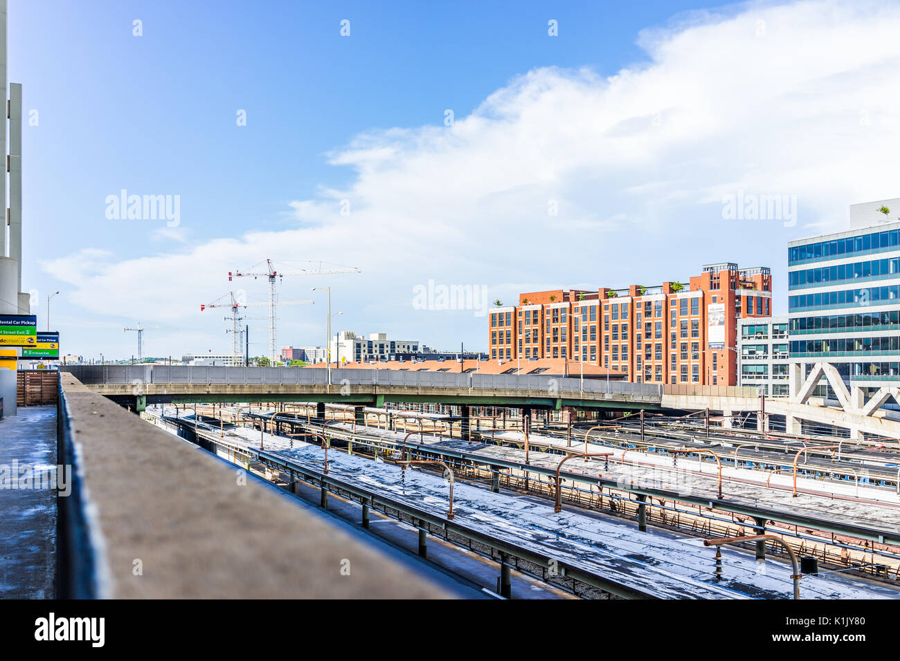 Washington DC, USA - 1 juillet 2017 : Vue aérienne de la gare Union train tracks dans la capitale Banque D'Images