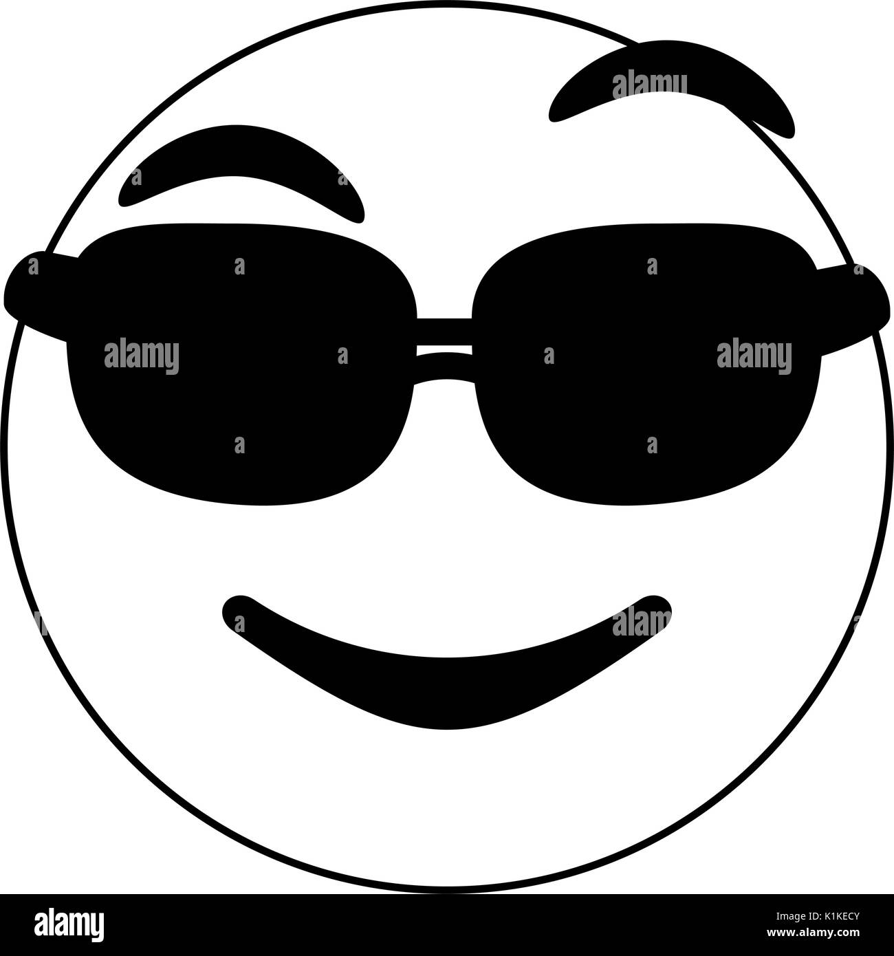 Cool en noir et blanc sur fond blanc emoji vector illustration Illustration de Vecteur