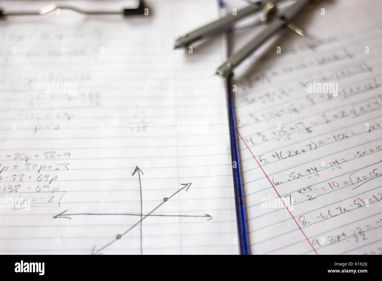 Les mathématiques et l'Algèbre Devoirs Banque D'Images