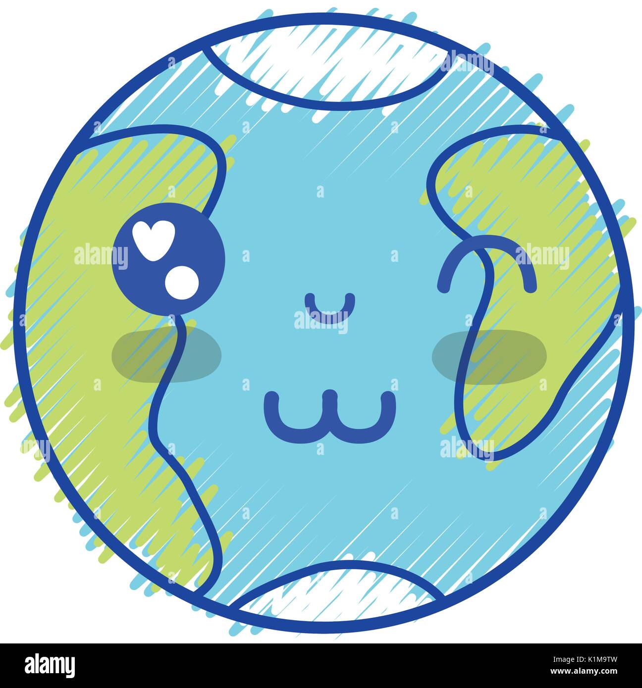 Kawaii cute happy planet earth Illustration de Vecteur