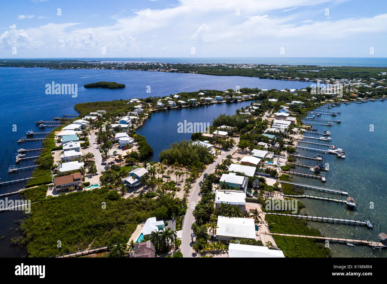 Florida,Florida Keys,Upper,Key Largo,Buttonwood Sound,Florida Bay,Bounty Lane,Sunset Cove,Pelican Key,vue aérienne au-dessus,FL17081828D Banque D'Images