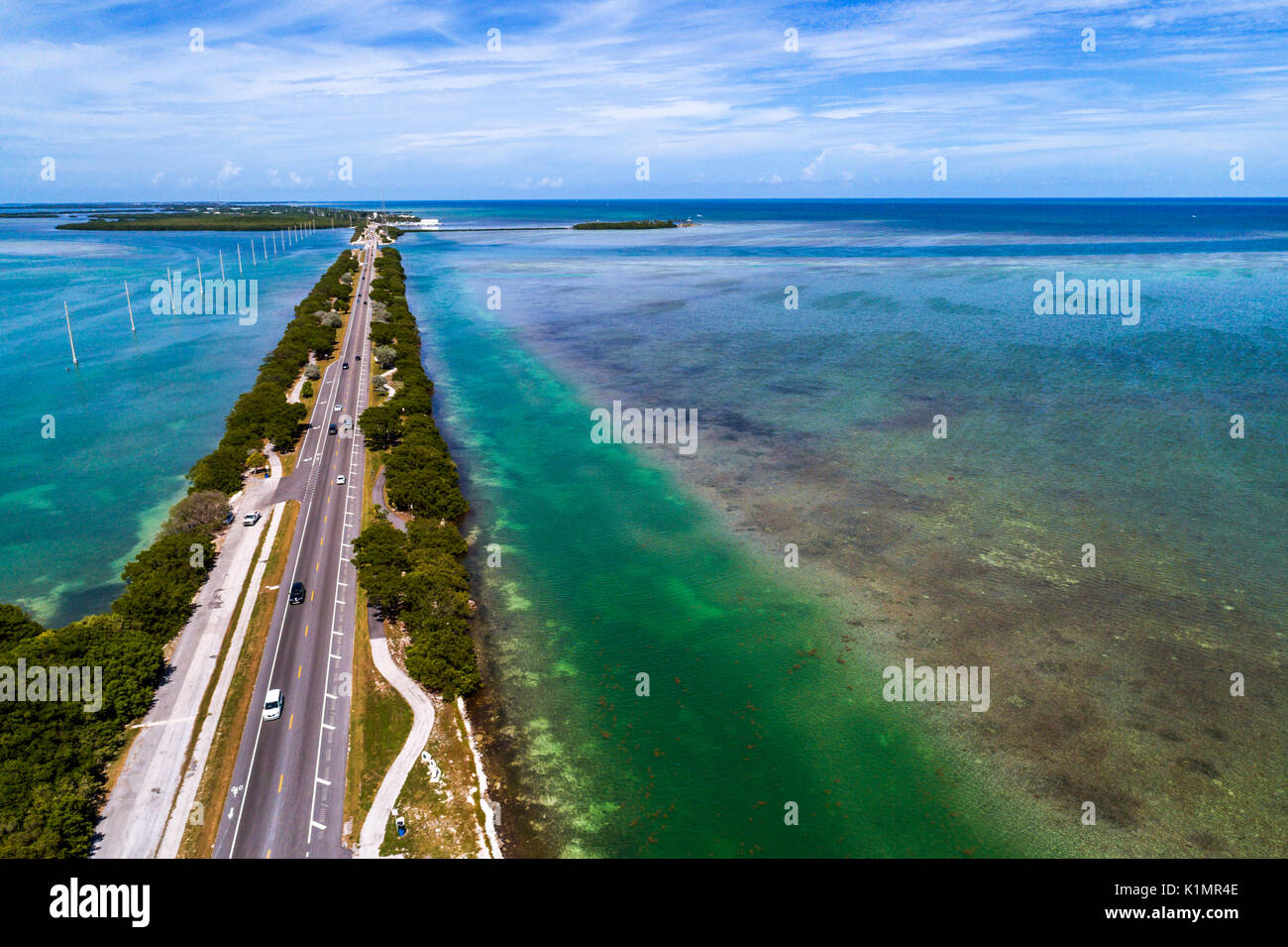 Florida,Florida Keys,Upper,Islamorada,Indian Key,Lignumvitae Key Aquatic Preserve,Florida Bay,Atlantic Ocean,Highway route 1 Overseas Highway,Russell Banque D'Images
