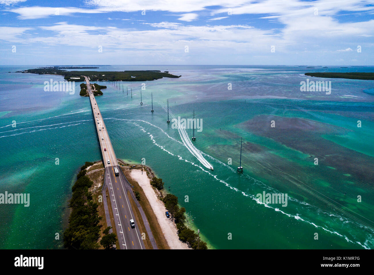 Florida,Florida Keys,Upper,Islamorada,Indian Key,Lignumvitae Key Aquatic Preserve,Florida Bay,Atlantic Ocean,Highway route 1 Overseas Highway,aérien o Banque D'Images