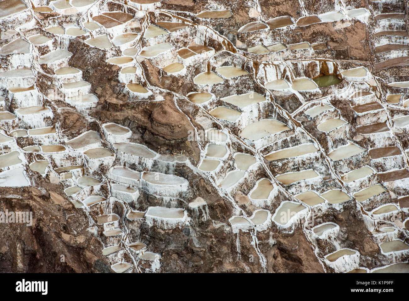 Mines de sel de Maras Pérou piscines d'évaporation Banque D'Images