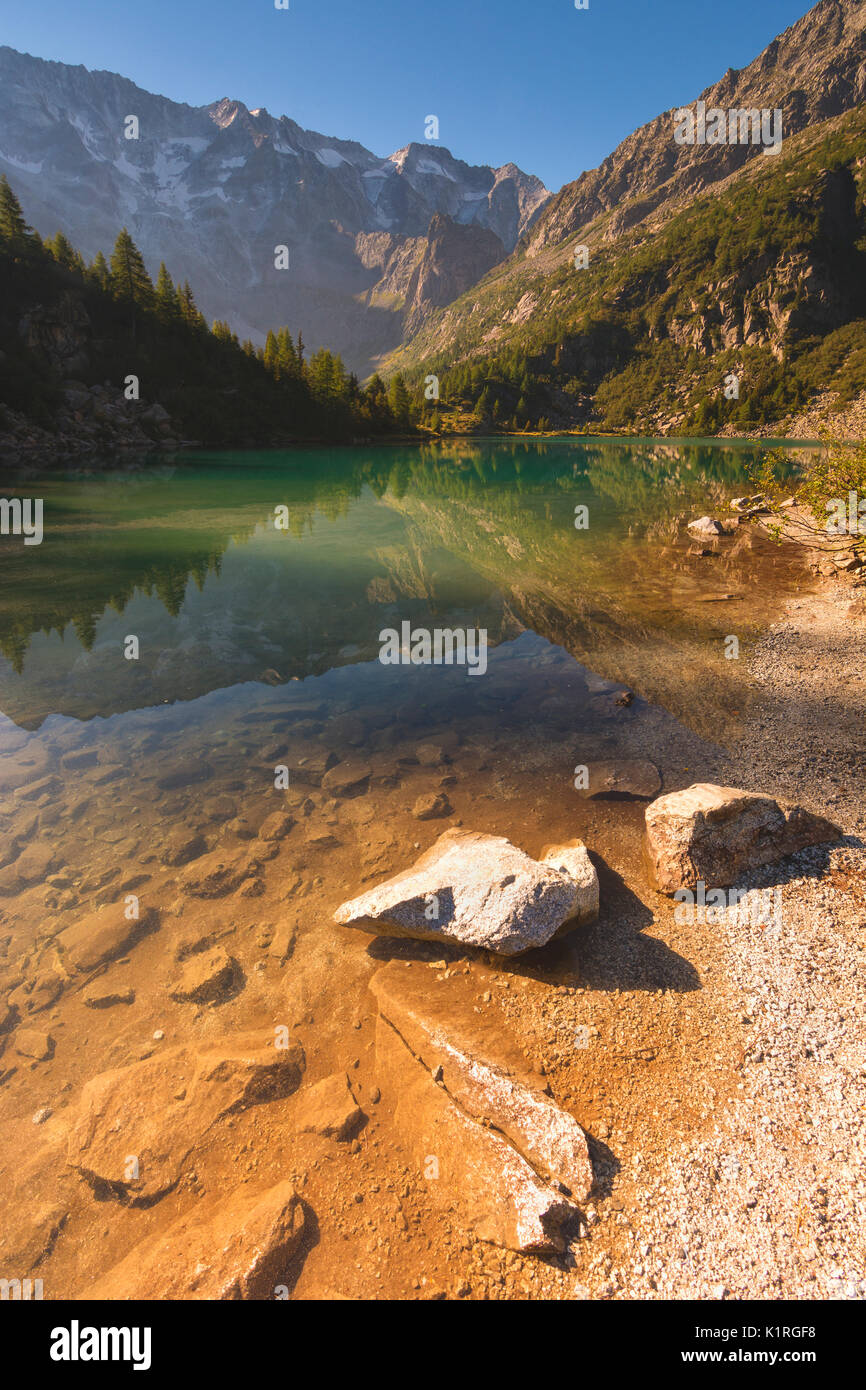 Aviolo lake, Parc de l'Adamello, Province de Brescia, Italie, Europe. Banque D'Images