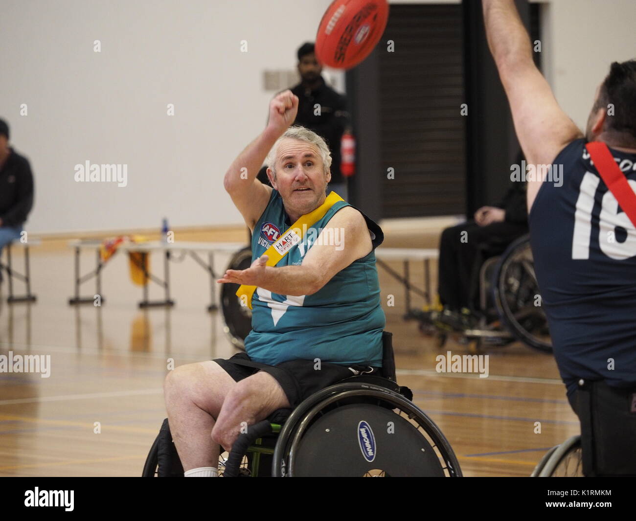 Casey Stadium, Melbourne, Australie. 27 août, 2017. Premier championnat de l'état de l'époque victorienne de l'AFL en fauteuil roulant s'est tenue au stade de Casey, Cranbourne. Credit : Photoability/Alamy Live News Banque D'Images Casey Stadium, Melbourne, Australie. 27 août, 2017. Premier championnat de l'état de l'époque victorienne de l'AFL en fauteuil roulant s'est tenue au stade de Casey, Cranbourne. Credit : Photoability/Alamy Live News Banque D'Images