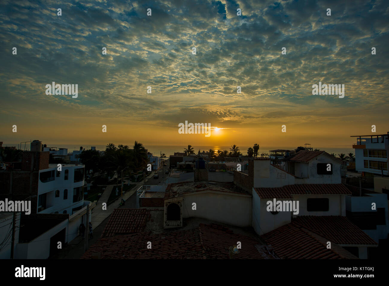 Le soleil sur l'océan d'Amérique du Sud ville de Cusco, Pérou. Banque D'Images