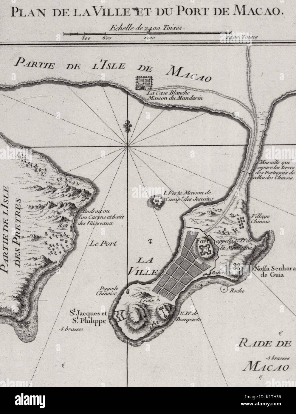 Plan de la ville et le port de Macau, vers 1764 Plan de la ville et du port de Macao Banque D'Images