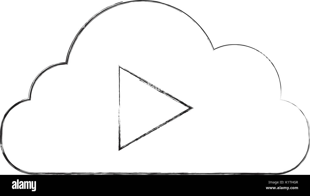 Cloud computing avec tape media player icône isolé Illustration de Vecteur