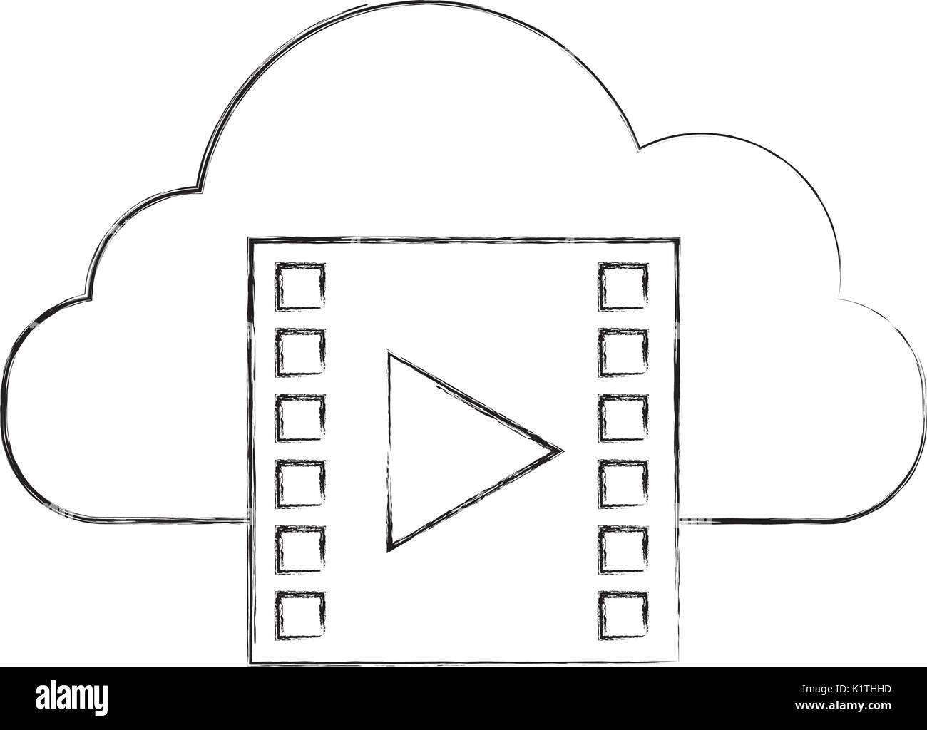 Cloud computing avec tape media player icône isolé Illustration de Vecteur