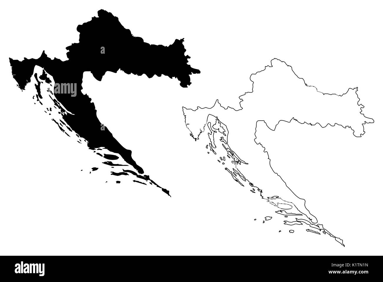 La carte de la Croatie, d'illustration vectorielle scribble sketch Croatie Illustration de Vecteur