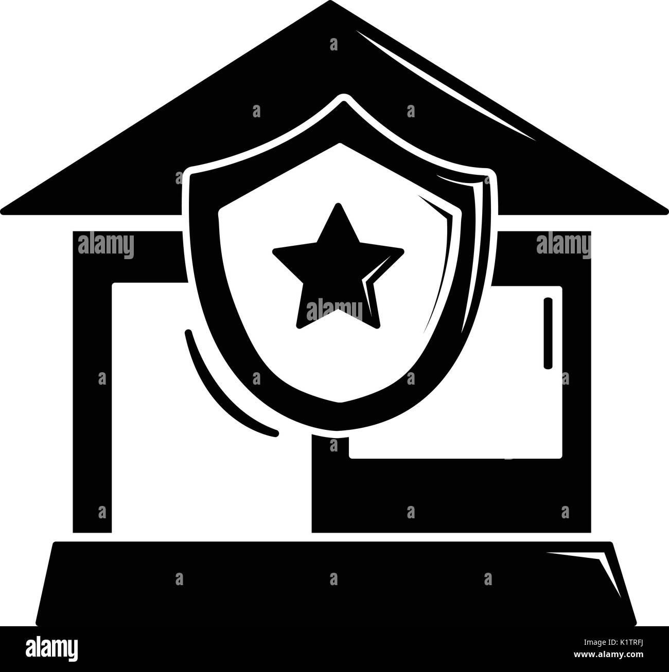 Chambre simple, l'icône de protection style noir Illustration de Vecteur