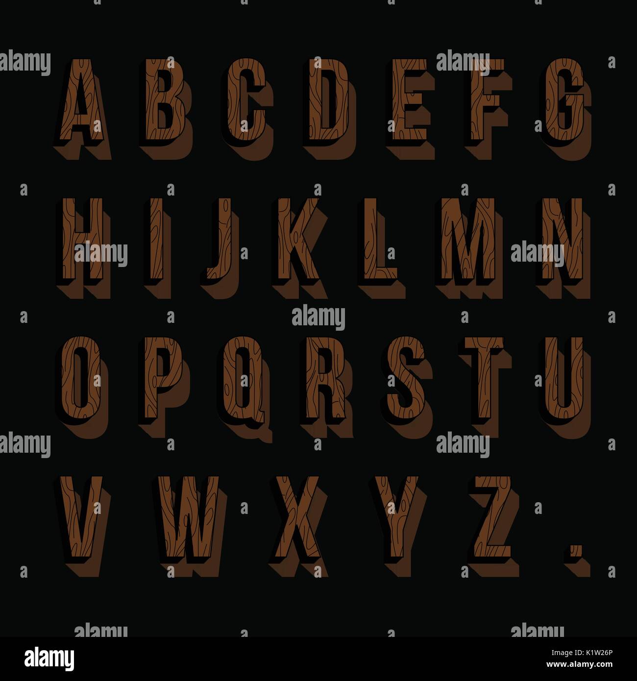 Ensemble de lettres de l'alphabet en bois. vector illustration. Illustration de Vecteur