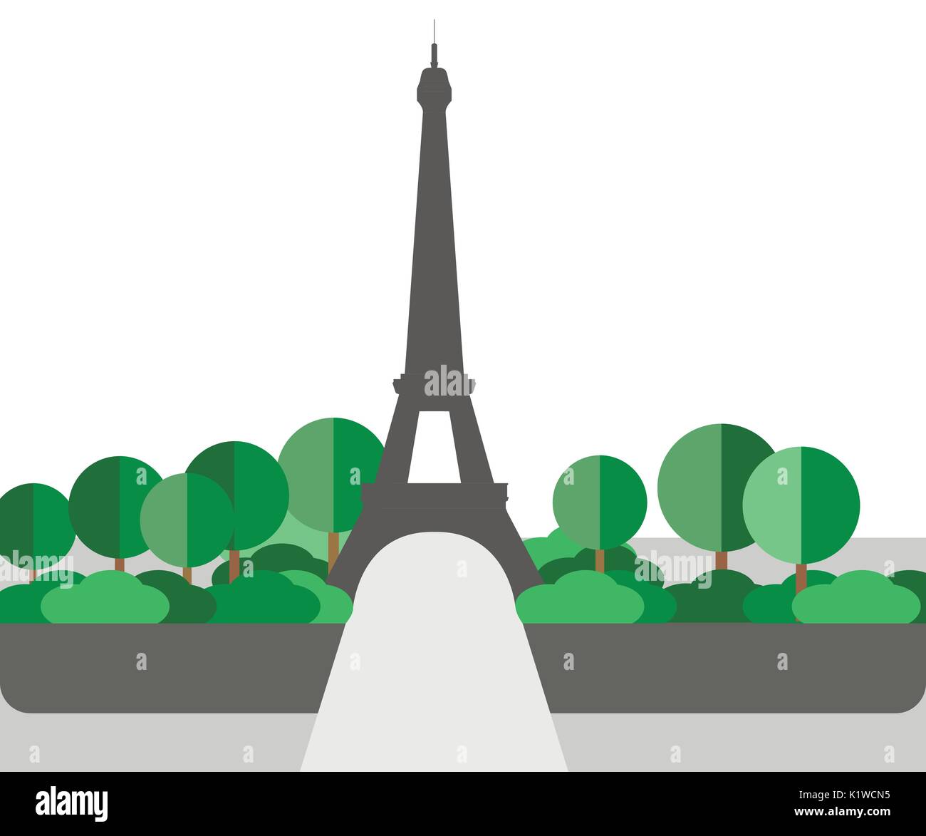 Tour Eiffel. Paysage dans un style plat. Illustration de Vecteur