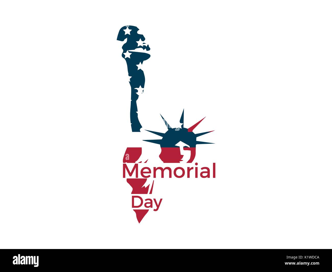Memorial Day. Statue de la liberté sur un fond blanc. Un emblème, un logo. Vector illustration Illustration de Vecteur