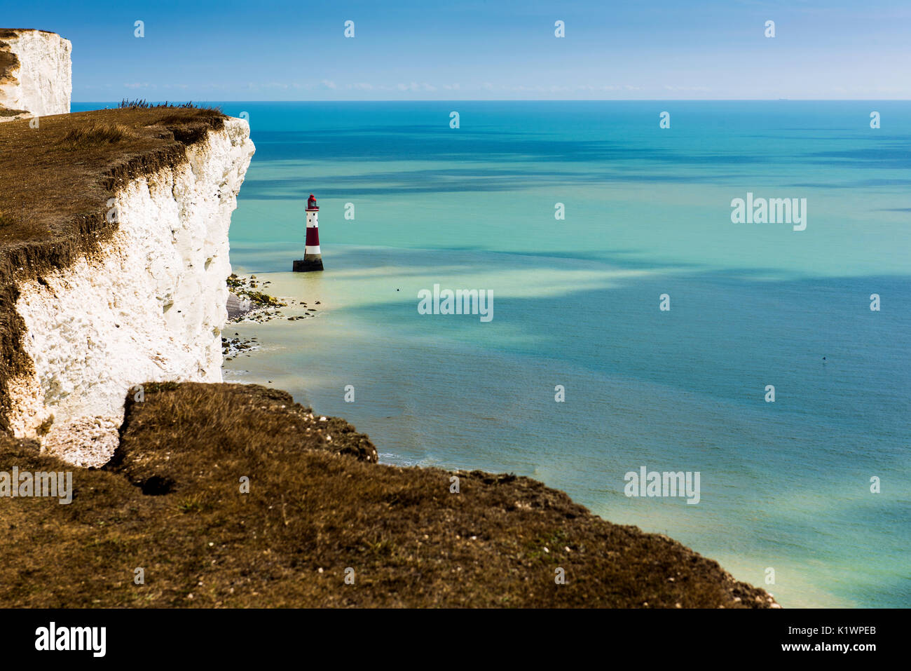 Le domaine des bouts de craie dans l'East Sussex, Angleterre appelé Beachy Head. Se trouve tout près de Eastbourne et est célèbre pour son phare. Banque D'Images