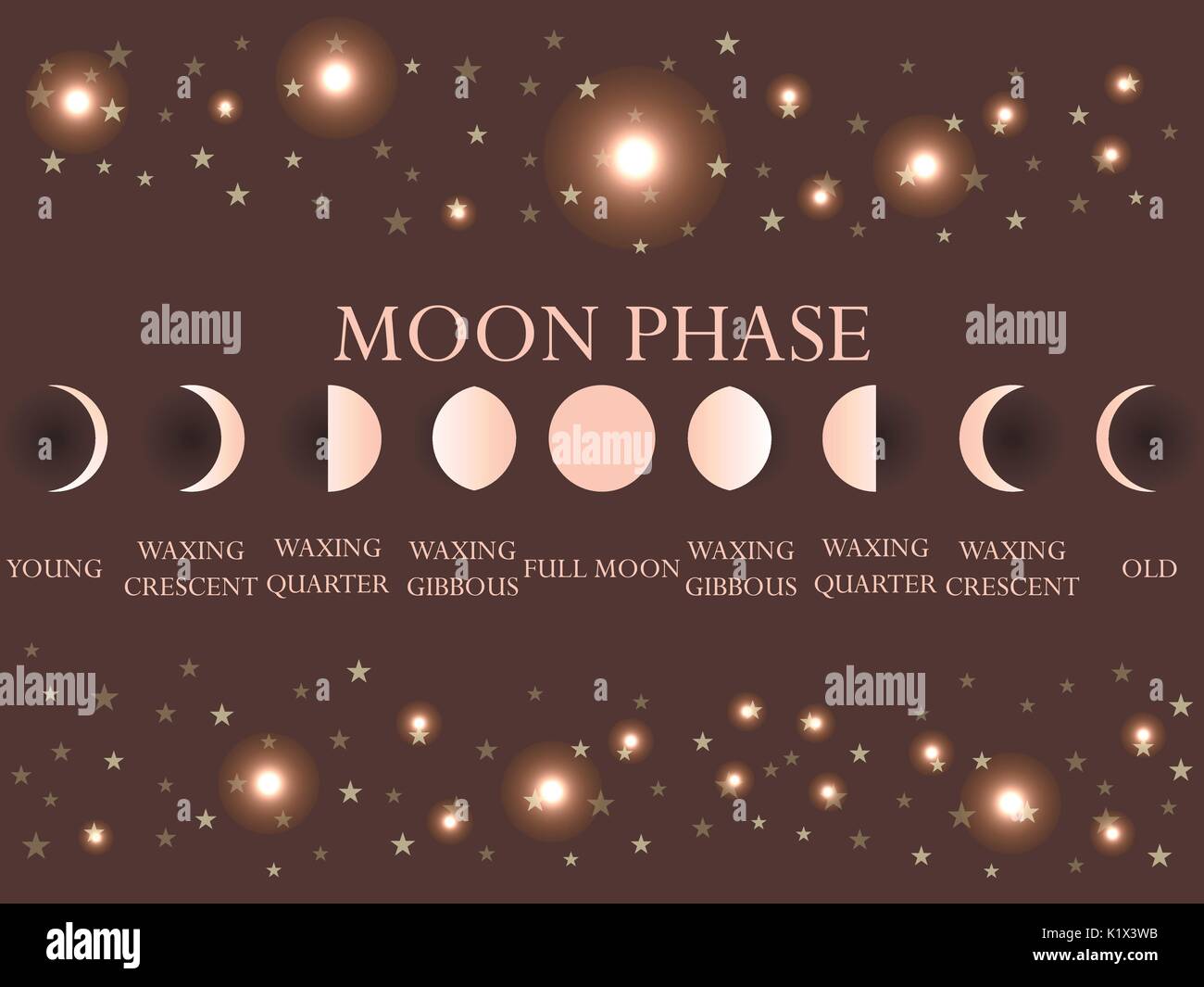 Les Phases De La Lune. L'ensemble Du Cycle à Partir De La Nouvelle Lune ...