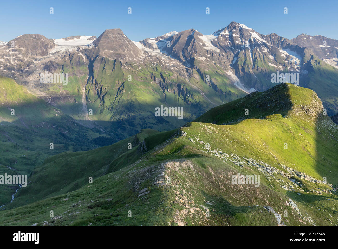 Breitkopf, Hohe Dock, Vorder Bratschenkopf Viesbachhorn, grosses, Haute route alpine du Grossglockner, le Parc National du Hohe Tauern, Carinthie, Autriche Banque D'Images