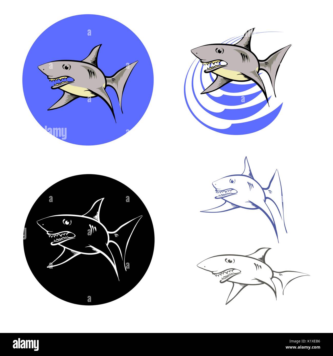 Les grandes icônes de requins Illustration de Vecteur
