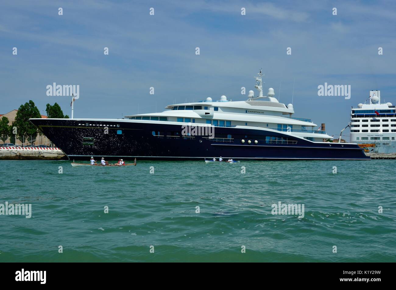Yacht de luxe Super iconique Carinthie VII au Port de Venise, Venise, Italie Banque D'Images