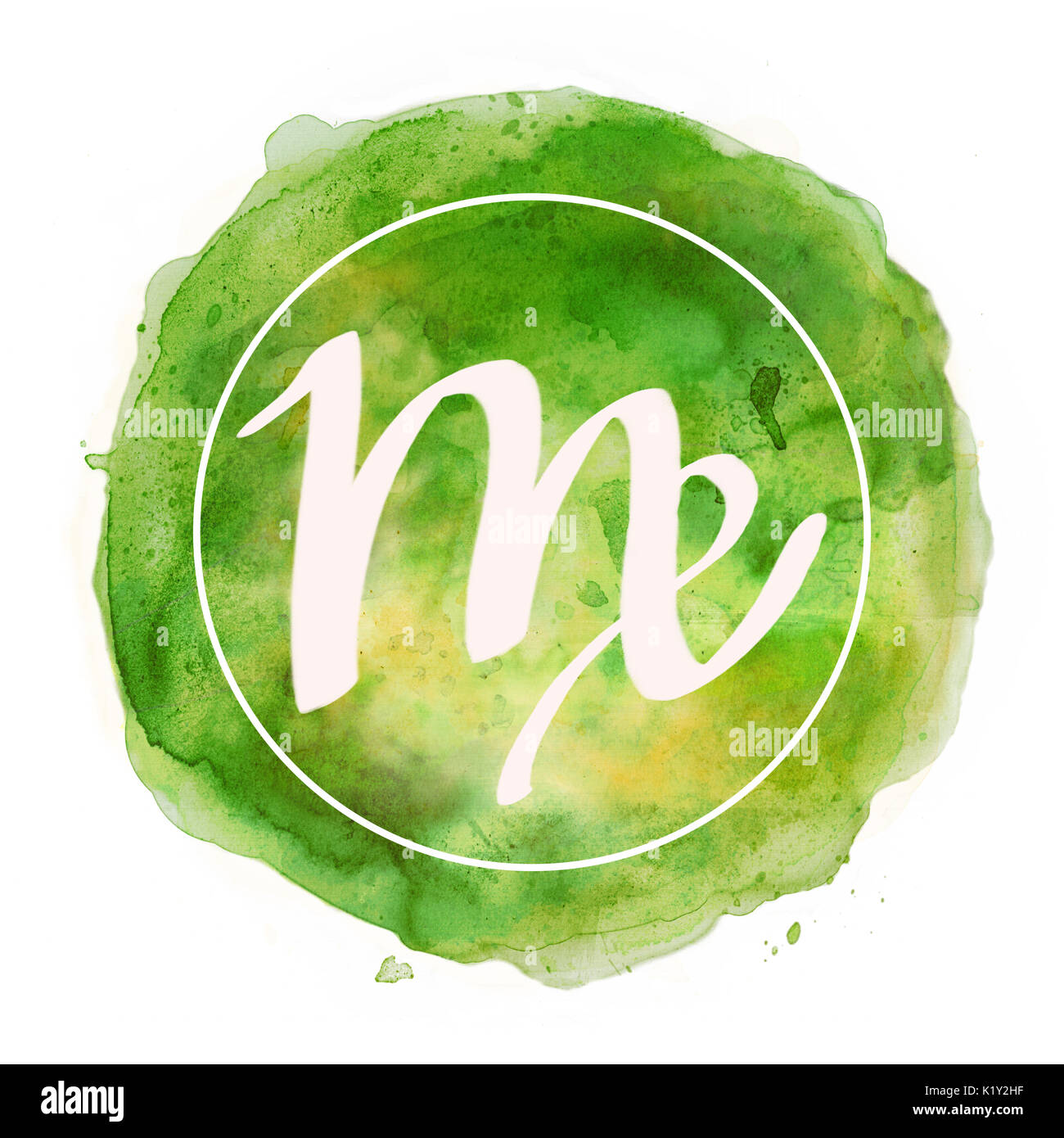 Signe astrologique Vierge sur fond d'aquarelle Banque D'Images