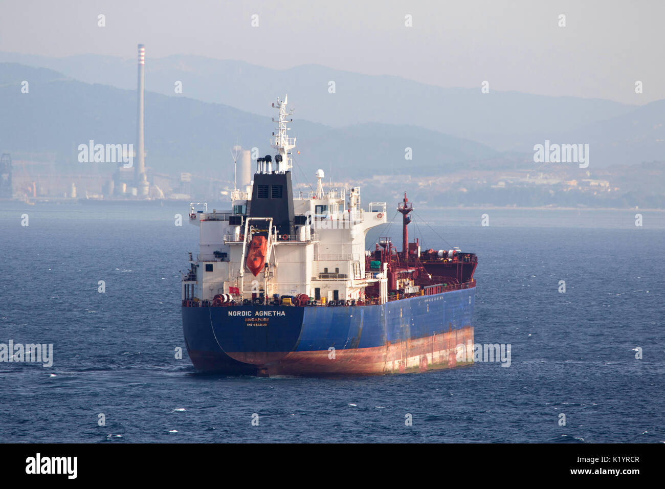 Agnetha nordique et transporteur de produits chimiques de l'huile de l'OMI 9422639 à Gibraltar dans la mer Méditerranée Banque D'Images