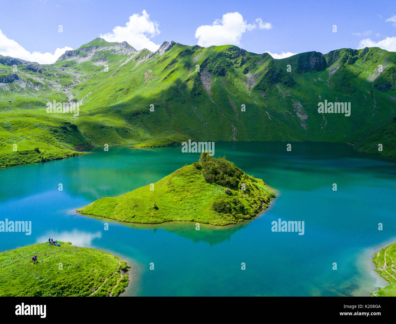Schrecksee avec les montagnes de l'Allgäu, Alpes d'Allgäu, Allgäu, Bavière, Allemagne Banque D'Images