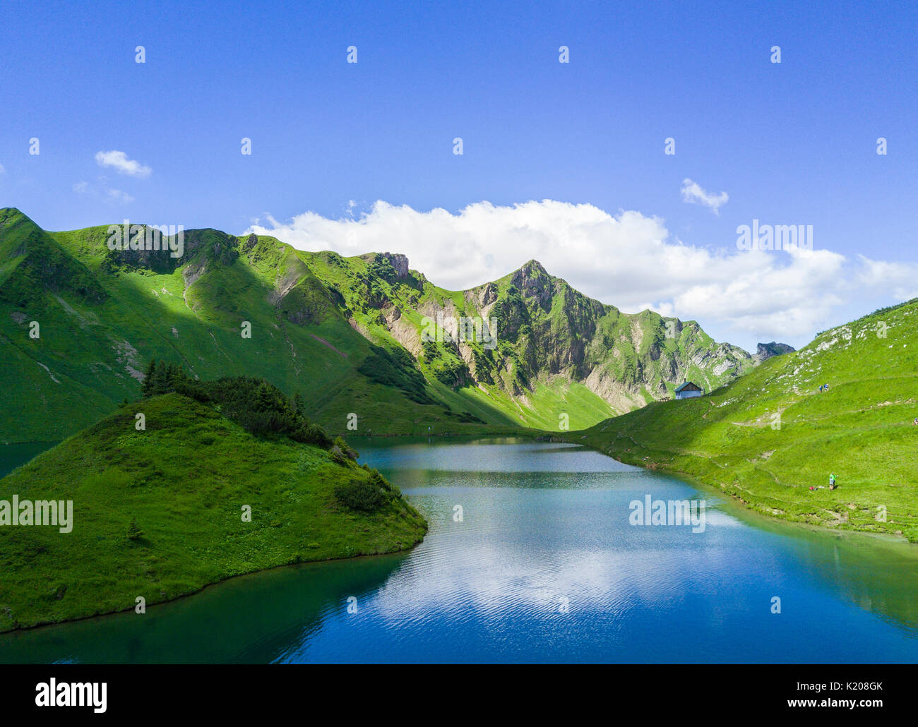 Schrecksee avec les montagnes de l'Allgäu, Alpes d'Allgäu, Allgäu, Bavière, Allemagne Banque D'Images