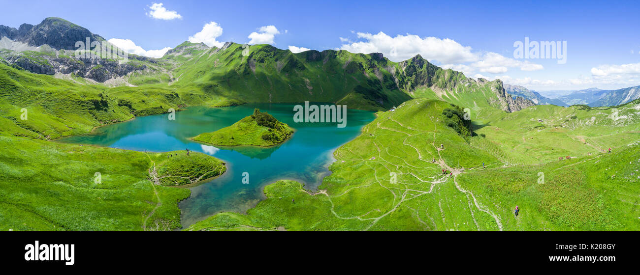 Schrecksee avec les montagnes de l'Allgäu, Alpes d'Allgäu, Allgäu, Bavière, Allemagne Banque D'Images