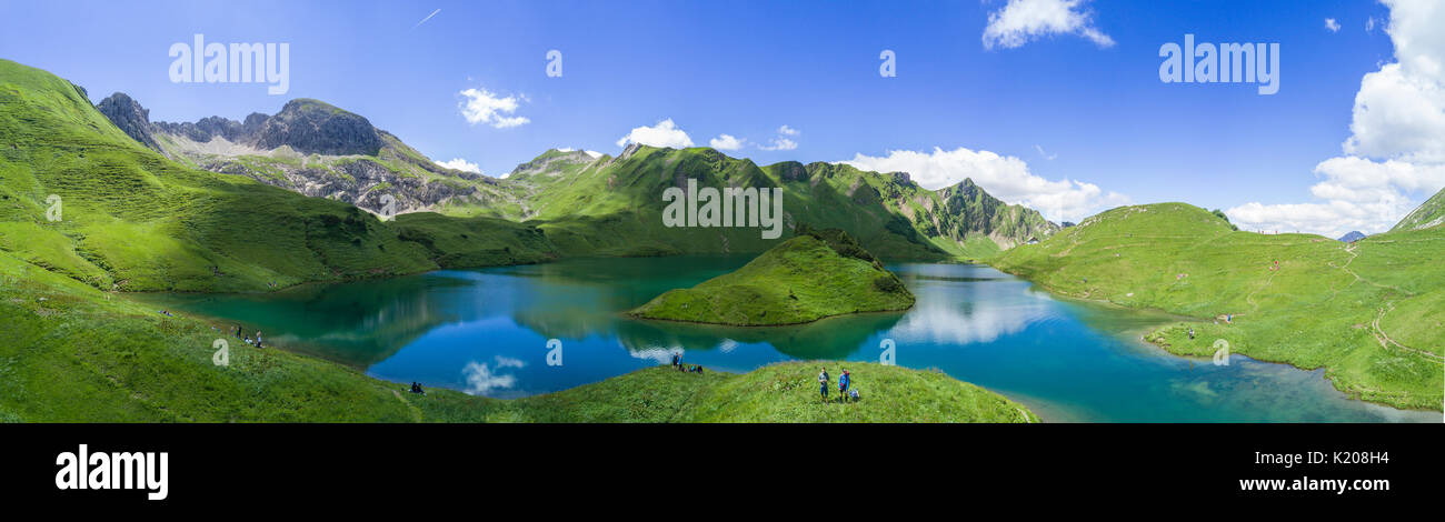 Schrecksee avec les montagnes de l'Allgäu, Alpes d'Allgäu, Allgäu, Bavière, Allemagne Banque D'Images