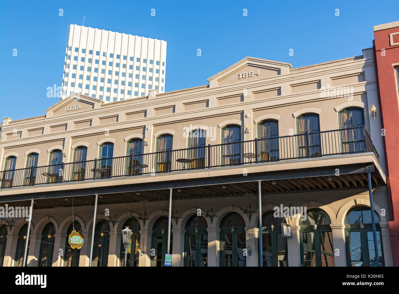 Texas, Galveston, le Strand, Harbourside Restaurant Mercantile Banque D'Images