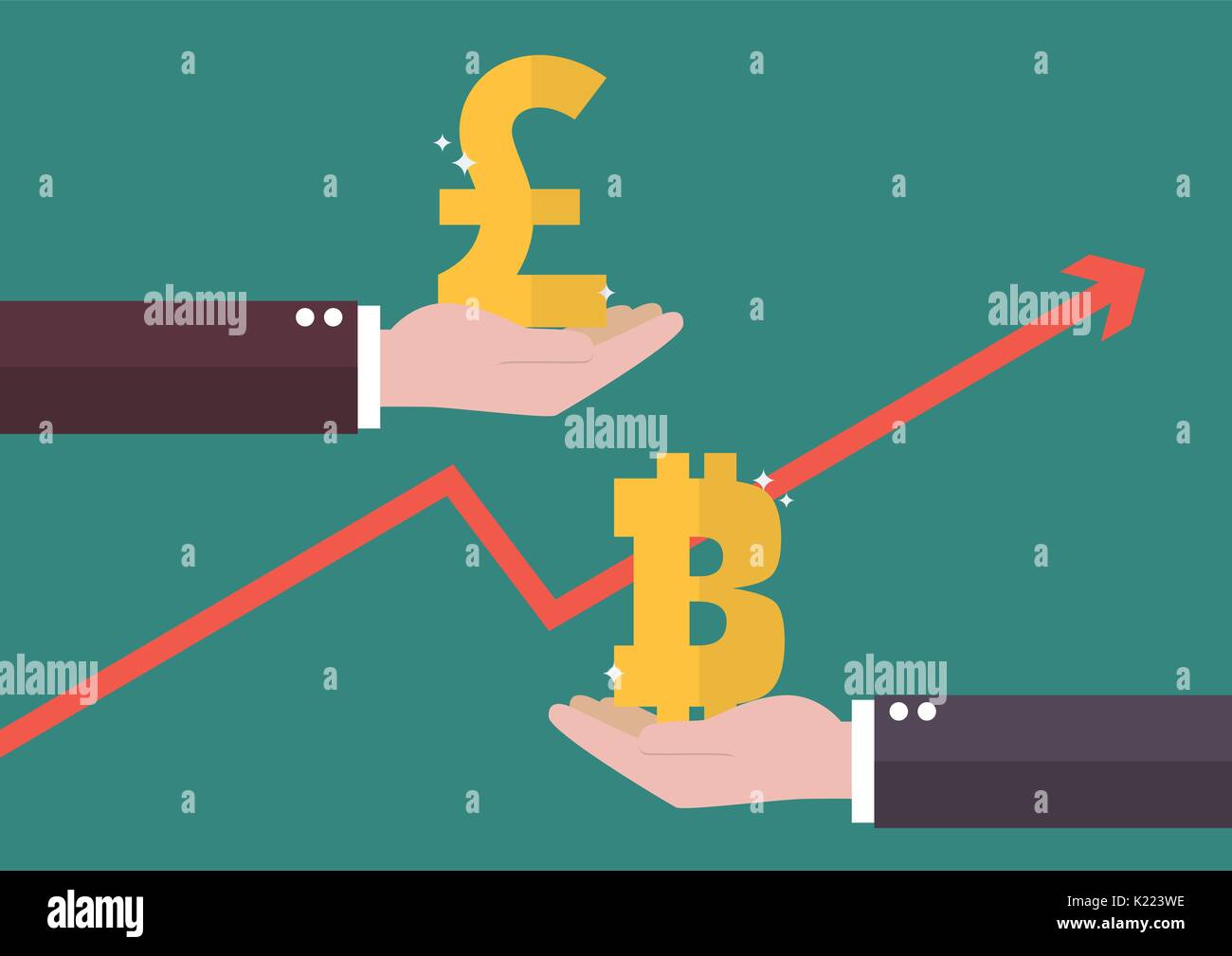 Service de change livre sterling et Bitcoin. Concept d'affaires Illustration de Vecteur