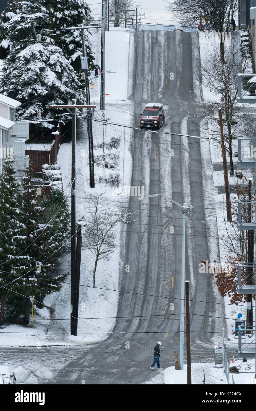 États-unis, Washington, Seattle, Seattle à l'ouest, neige Banque D'Images