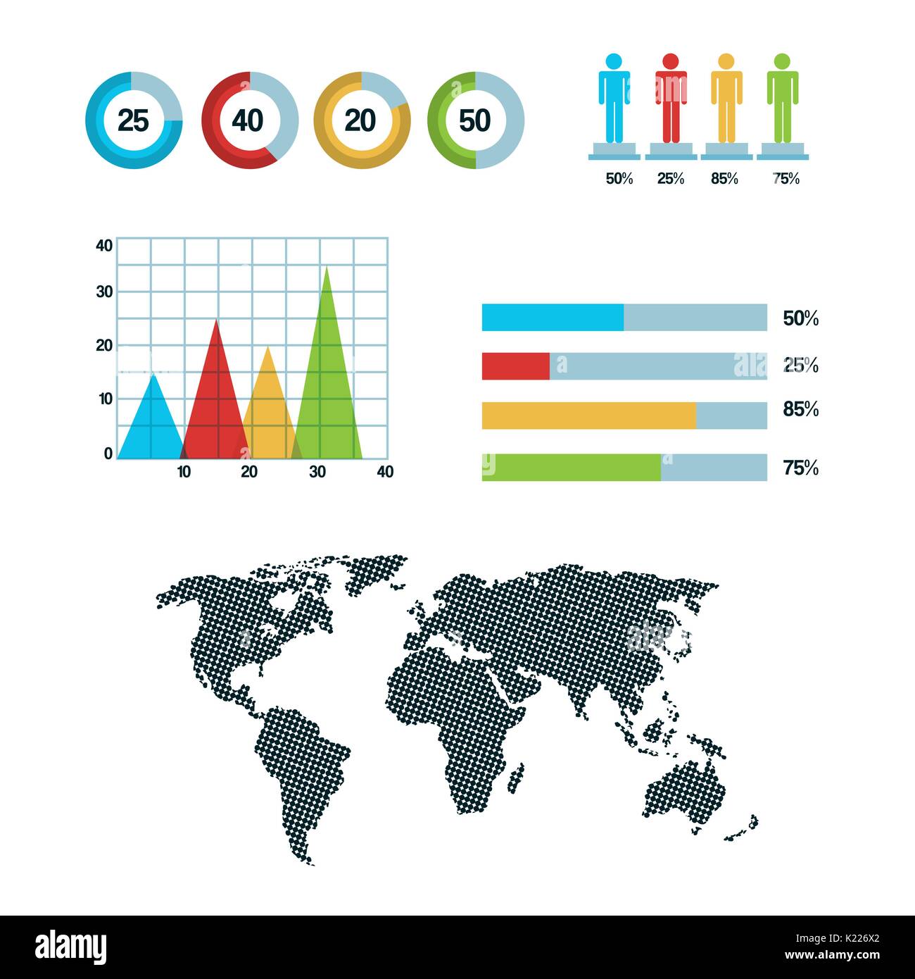 Carte du monde infographie graphique graphique Illustration de Vecteur