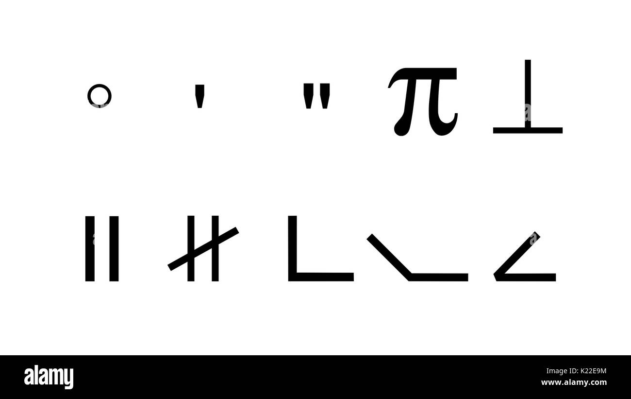 Ce sont des symboles utilisés dans la géométrie. Banque D'Images