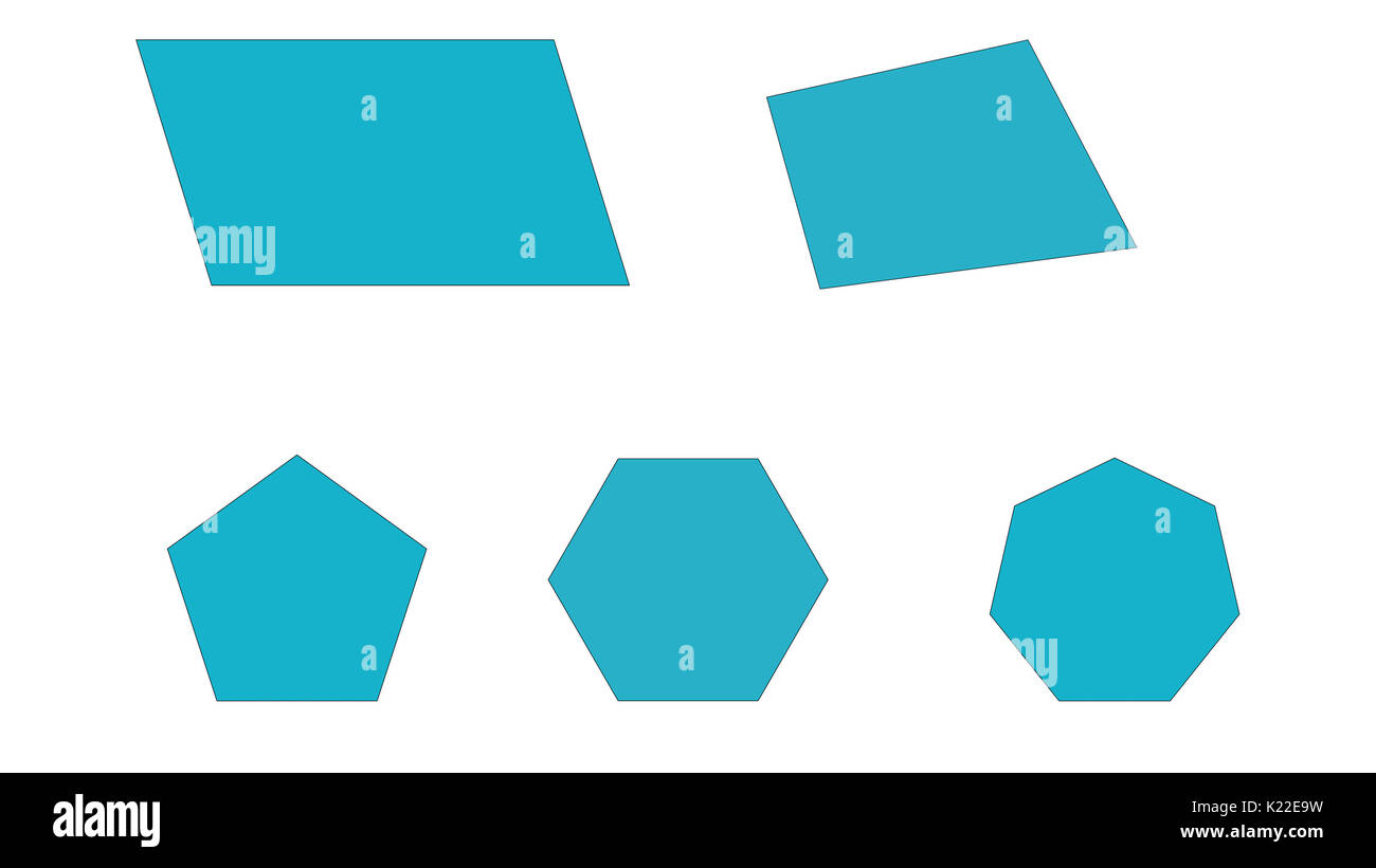 Ce sont certains polygones, qui sont des figures géométriques avion avec plusieurs parties et un certain nombre d'angles égaux. Banque D'Images