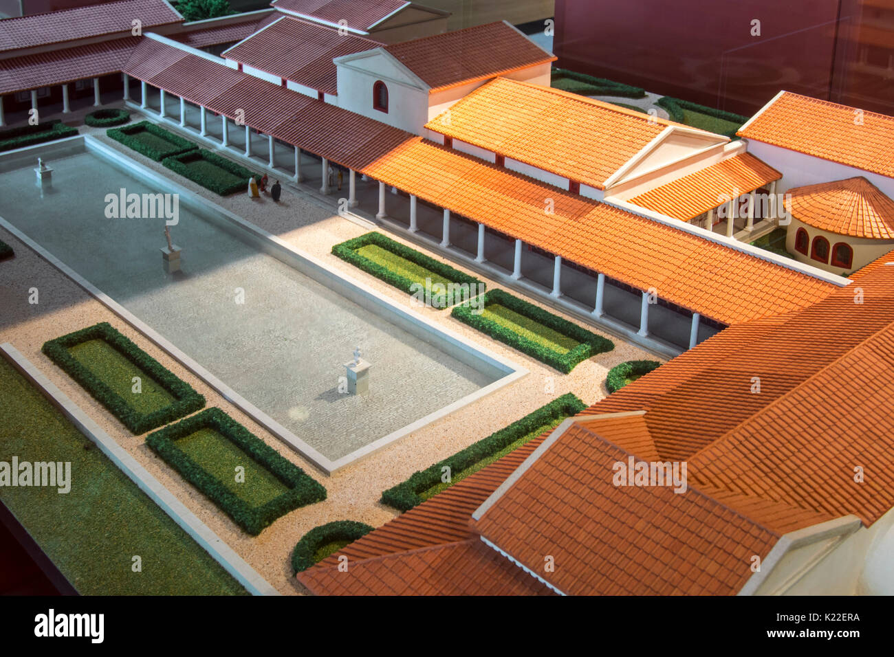 Maquette de la villa romaine / manoir gallo-romain / palace creusées à Echternach, Luxembourg Banque D'Images