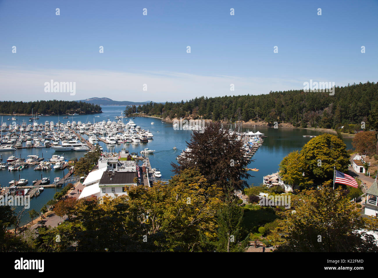 Vue panoramique, Roche Harbor, San Juan Island, archipel des îles San Juan, État de Washington, USA, Amérique Latine Banque D'Images