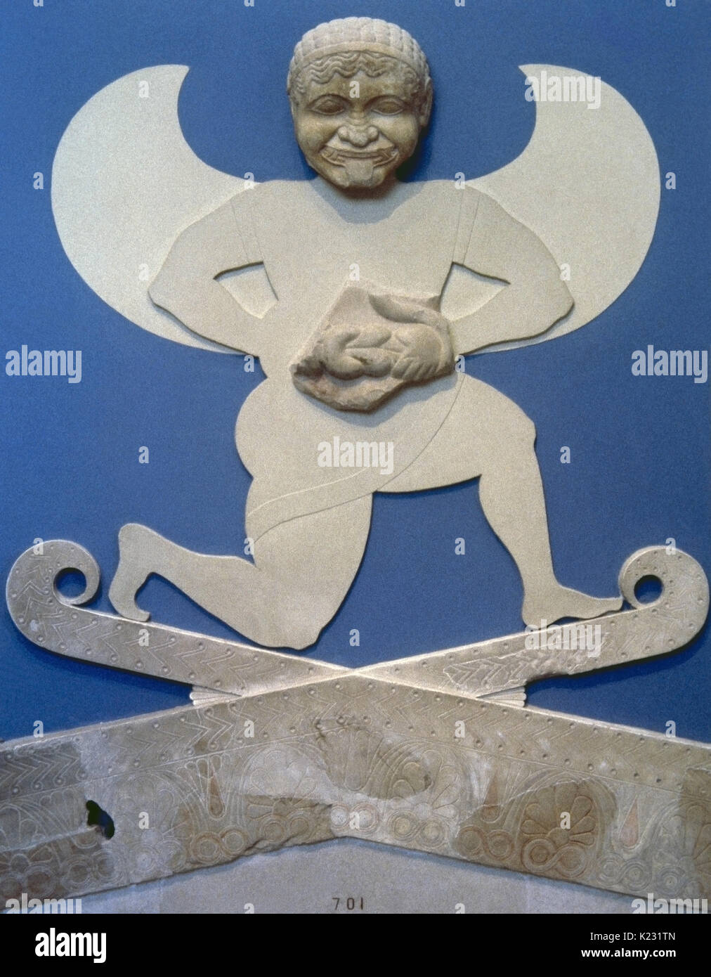 Gorgone. Représentation de la Monster décapités par Persée. À partir d'un temple archaïque situé sur l'Acropole. En. 570 BC. Musée de l'Acropole. Athènes. La Grèce. Banque D'Images