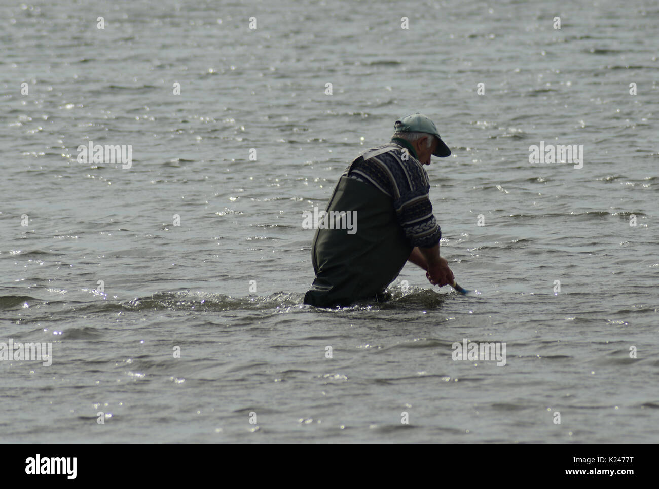 Le vieux et mourant commerce de la pêche au filet de crevette au large de la côte de Northumberland Banque D'Images
